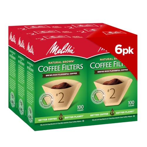 Melitta #2 Cone Coffee Filters 600 Count Natural Brown