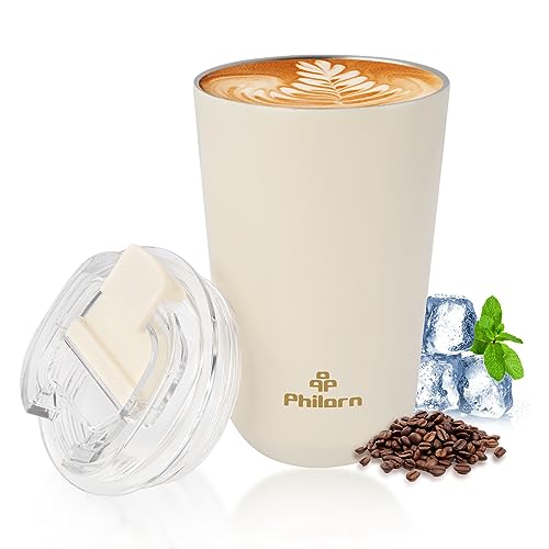 PHILORN Travel Coffee Mug - 12oz Insulated White