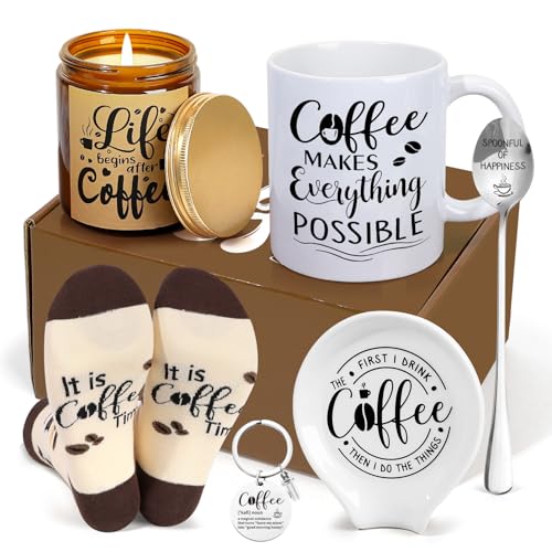 iAOVUEBY Coffee Gift Set - 6-Piece Basket for Coffee Lovers