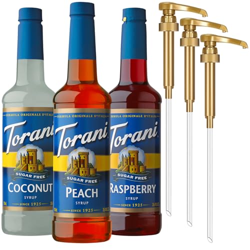 Torani Sugar Free Syrup 3-Pack Peach Coconut Raspberry