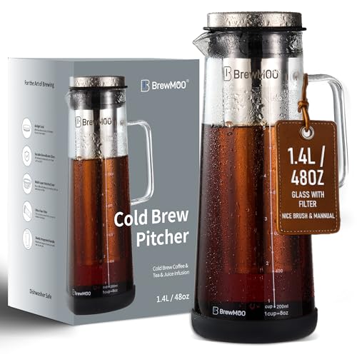 BrewMOO Cold Brew Coffee Maker - 48oz Glass Pitcher