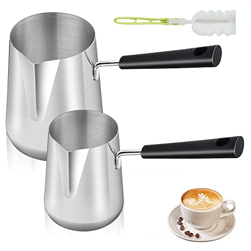 Elesunory Turkish Coffee Pot Set - 2 Stainless Steel Pots