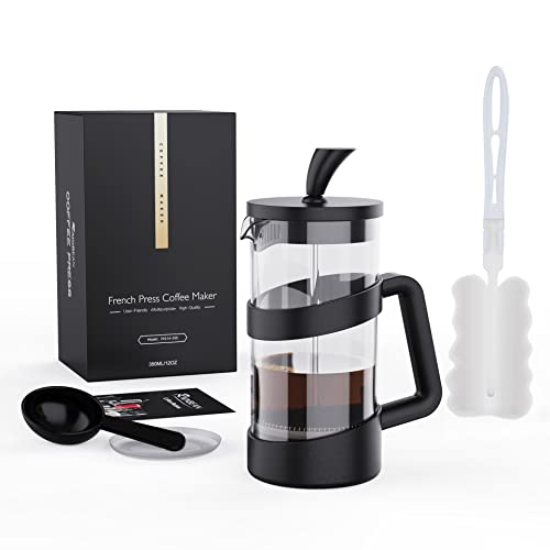 RAINBEAN Mini French Press Coffee Maker 12 oz Black