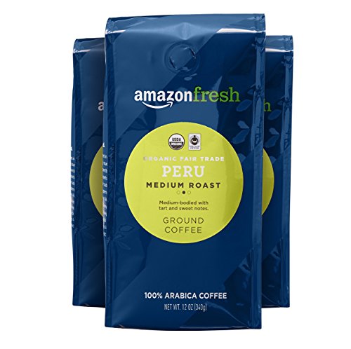 Amazon Fresh Organic Peru Ground Coffee Medium Roast 3-Pack