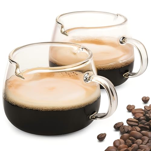 MITOJOSYEER Glass Espresso Cups Set - 4oz Double Wall