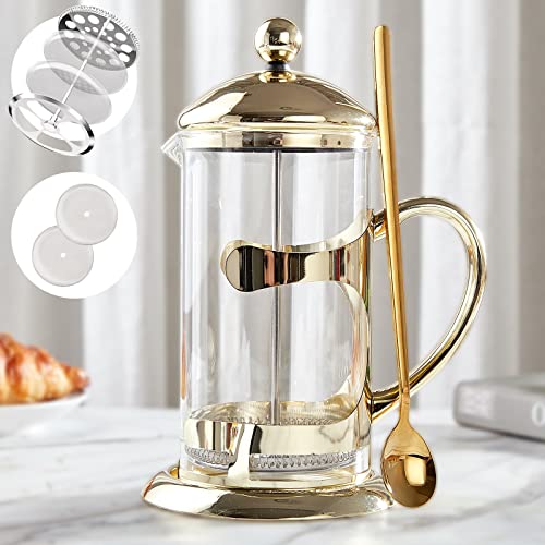 DUJUST Gold French Press Coffee Maker 34oz