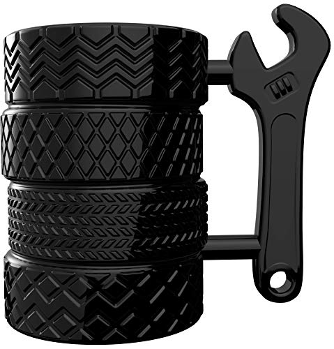 MISHOWNET Tire Design Ceramic Coffee Mug with Wrench Handle