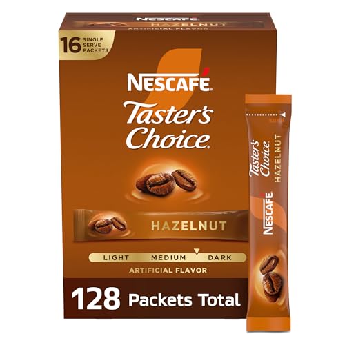 Nescafe Hazelnut Instant Coffee Sticks 16ct (8 Packs)