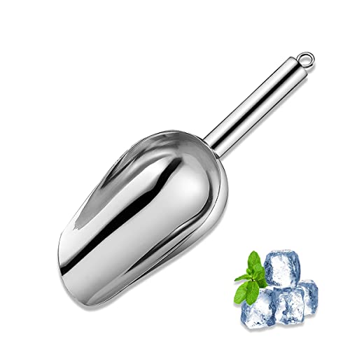 CADAVO 6 oz Stainless Steel Ice Scoop with Hanging Ring