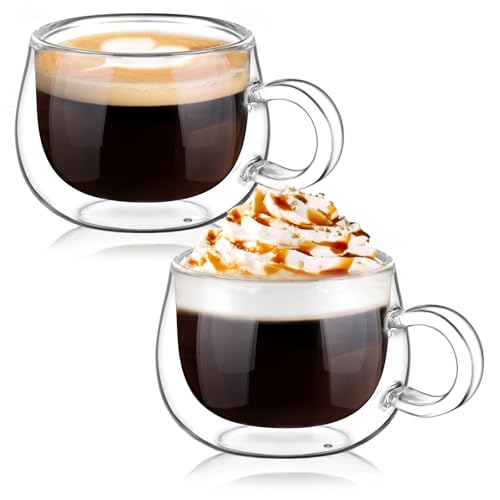 Glastal Double Wall Glass Espresso Cups 4oz (2-Pack)