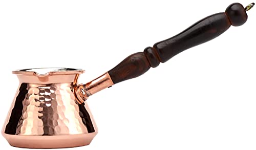 DEMMEX Copper Turkish Coffee Pot with Wooden Handle