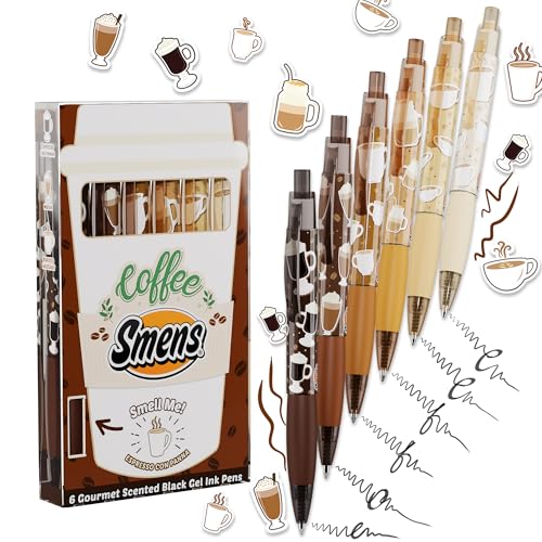Scentco Coffee Smens - 6 Scented Gel Pens Black Ink