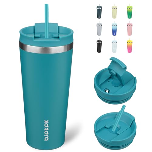 BJPKPK 22oz Stainless Steel Travel Tumbler with Straw