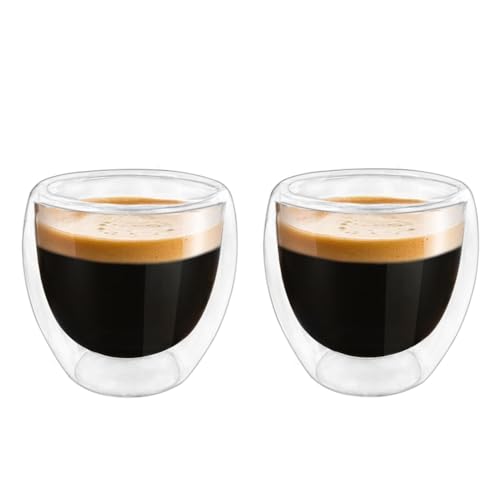 HomeyEra Double Wall Glass Espresso Cups Set of 2