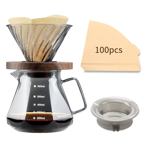 Mongdio Pour Over Coffee Maker - 20oz Glass Set