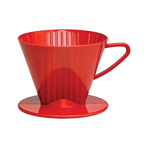 Fino Red Pour-Over Coffee Filter Cone #2 (2-6 Cups)