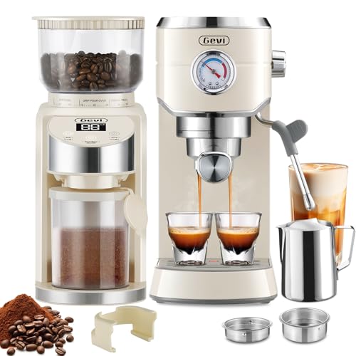 Gevi Espresso Machine with Burr Grinder Set