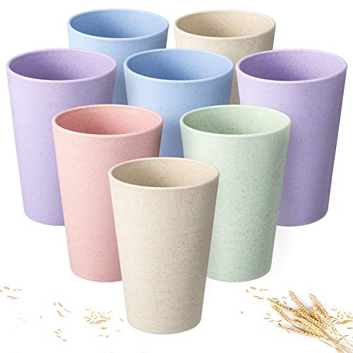 Patelai 8-Piece 16oz Wheat Fiber Drinking Cups Set