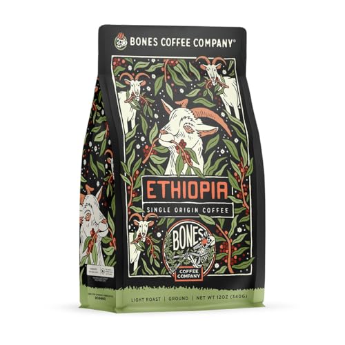 Bones Coffee Ethiopia Single-Origin Ground Coffee 12oz