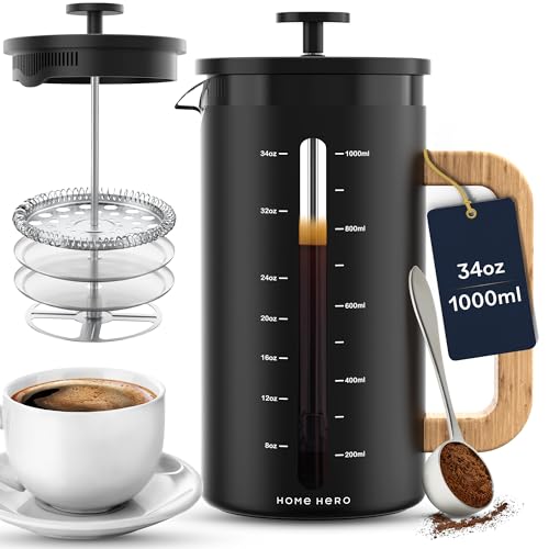 Home Hero 34oz French Press Coffee Maker with Bamboo