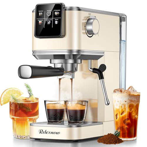 RELEXNOW Espresso Machine with Milk Frother & LCD Panel