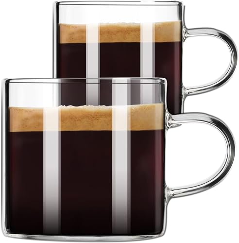 PARACITY Double Wall Glass Espresso Cups Set of 2