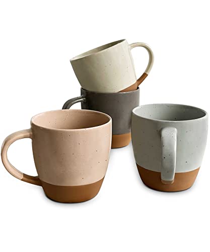 Mora Ceramic Coffee Mug Set - 4 Pack 16oz Neutral