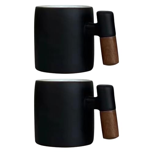 Dicmracy 2oz Ceramic Espresso Cups with Wood Handles
