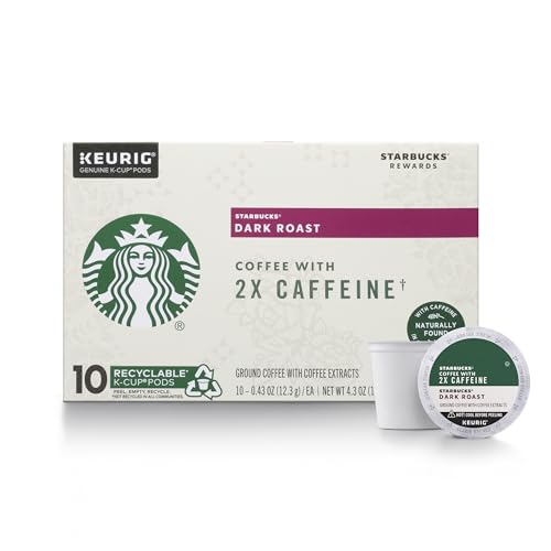 Starbucks Dark Roast Coffee Pods with Double Caffeine - 60 K-Cups