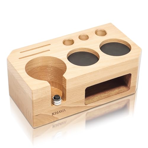 KHAVA Wooden Espresso Tamping Station Coffee Organizer