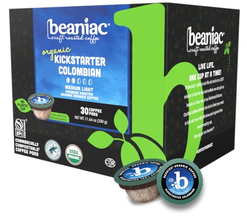 Beaniac Organic Colombian Medium Light K-Cups 30ct