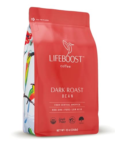Lifeboost Dark Roast Organic Coffee Beans - 12oz